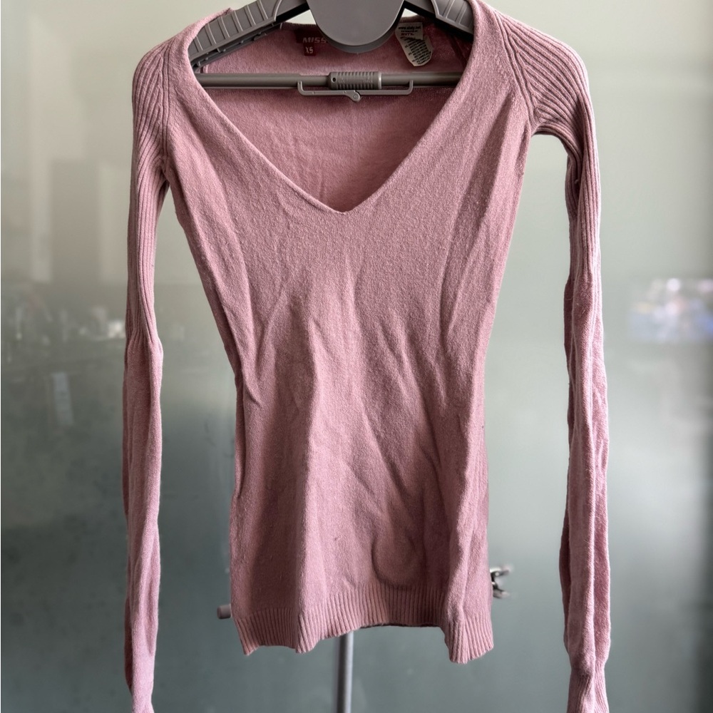 Miss Sixty Dusty Pink V-Neck Long Sleeve Blouse